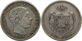 Europäische Münzen und Medaillen, Portugal. Peter V. 500 Reis 1858. Silber. KM 498. Sehr schön-vorzüglich