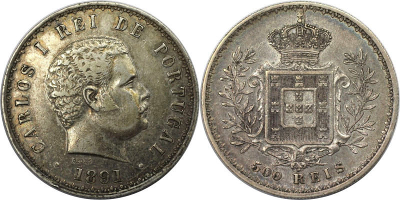 Europäische Münzen und Medaillen, Portugal. Carlos I. 500 Reis 1891. Silber. KM ...