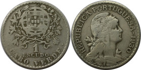 Europäische Münzen und Medaillen, Portugal. PORTUGIESISCHE BESITZUNGEN. KAP VERDE. 1 Escudo 1930. Nickel-Bronze. KM 5. Sehr schön-vorzüglich