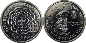 Europäische Münzen und Medaillen, Portugal. 390. Todestag von Bento de Gois. 200 Escudos 1997. 26,50 g. 0.925 Silber. 0.79 OZ. KM 700a. Polierte Platt...