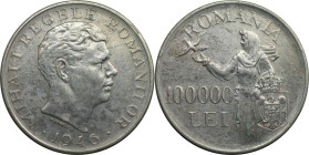 Europäische Münzen und Medaillen, Rumänien / Romania. Mihael I. 100000 Lei 1946. 25,0 g. 0.700 Silber. 0.56 OZ. KM 71. Vorzüglich-stempelglanz. Kratze...