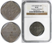 Europäische Münzen und Medaillen, Schweden / Sweden. Johan III. (1568-92). 4 Mark Klippe 1570, Stockholm. Silber. Tingström 44, Levin 771, AAH 124. NG...