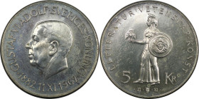 Europäische Münzen und Medaillen, Schweden / Sweden. 80. Geburtstag von Gustav VI. Adolf. 5 Kronor 1962. 18,0 g. 0.400 Silber. 0.23 OZ. KM 838. Fast S...