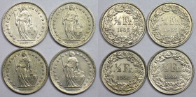Europäische Münzen und Medaillen, Schweiz / Switzerland, Lots und Sammlungen. Helvetia. 4 x 1/2 Franken 1955, 1957, 1958, 1959. Lot von 4 Münzen. Silb...