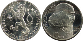 Europäische Münzen und Medaillen, Tschechoslowakei / Czechoslovakia. Johann Amos Comenius. 10 Kronen 1957. 12,0 g. 0.500 Silber. 0.19 OZ. KM 48. Polie...