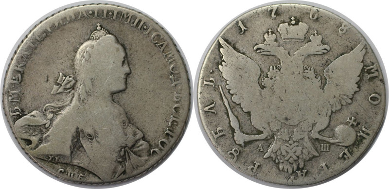 Russische Münzen und Medaillen, Katharina II. (1762-1796). 1 Rubel 1768 SPB-TI-A...