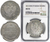 Russische Münzen und Medaillen, Alexander I. (1801-1825). 1 Rubel 1811 SPB FG. Silber. Bitkin 99 (R). NGC AU 55. Selten!