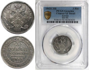 Russische Münzen und Medaillen, Nikolaus I. (1826-1855). 3 Rubel 1842 SPB, St. Petersburg. Platin. Bitkin 88, KM C-177. PCGS Genuine Cleaned-XF Detail...