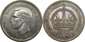 Weltmünzen und Medaillen, Australien / Australia. George VI. (1895-1952). Krönung. 1 Crown 1937. Silber. 0.84 OZ. KM 34. Vorzüglich+. Patina