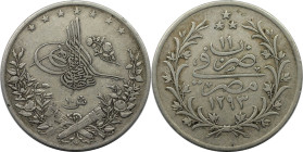 Weltmünzen und Medaillen, Ägypten / Egypt. Abdul Hamid II. 10 Qirsh 1885 (AH 1293/11W). Silber. KM 295. Sehr schön+