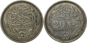 Weltmünzen und Medaillen, Ägypten / Egypt. Hussein Kamil (1914-1917). 20 Piastres 1916. Silber. KM 321. Vorzüglich