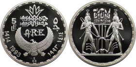 Weltmünzen und Medaillen, Ägypten / Egypt. 5 Pounds 1993 (AH 1414). 22,50 g. 0.999 Silber. 0.72 OZ. KM 747. Polierte Platte