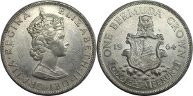 Weltmünzen und Medaillen, Bermuda. Elizabeth II. 1 Crown 1964. 22,62 g. 0.500 Silber. 0.36 OZ. KM 14. Fast Stempelglanz