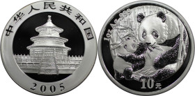 Weltmünzen und Medaillen, China. Panda. 10 Yuan 2005. Silber. 1 OZ. KM 1589. Polierte Platte