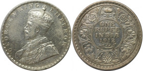 Weltmünzen und Medaillen, Indien / India. British Indien. George V. (1910-1936). 1 Rupee 1912. Silber. KM 524. Vorzüglich-Stempelglanz