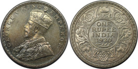 Weltmünzen und Medaillen, Indien / India. Britisch Indien. George V. (1910-1936). 1 Rupee 1920. 11,66 g. 0.917 Silber. 0.34 OZ. KM 524. Stempelglanz. ...
