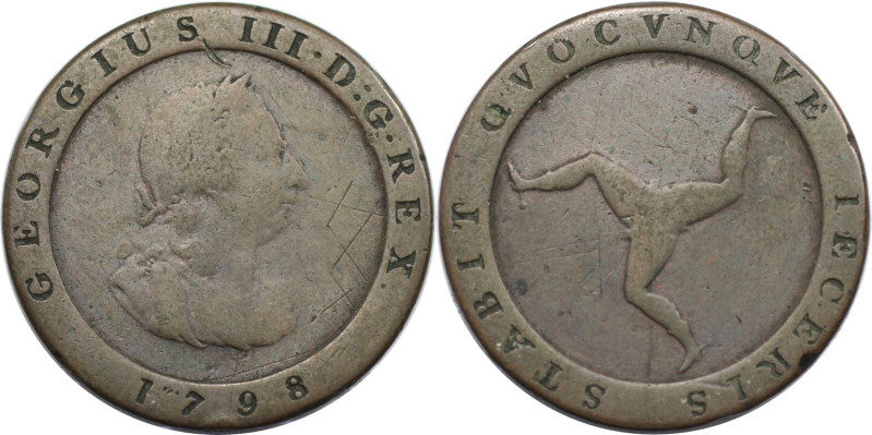 Weltmünzen und Medaillen, Isle of Man. George III. 1/2 Penny 1798. Kupfer. KM 10...