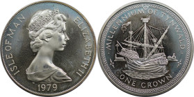 Weltmünzen und Medaillen, Isle of Man. 1000. Jahrestag - Tynwald. Carrack. 1 Crown 1979. 28,28 g. 0.925 Silber. 0.84 OZ. KM 48a. Polierte Platte