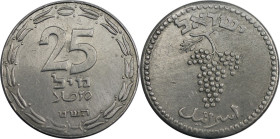 Weltmünzen und Medaillen, Israel. Weintrauben - 1. Münze des Staates Israel. 25 Mils 1949. Aluminium. KM 8. Sehr schön