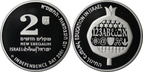 Weltmünzen und Medaillen, Israel. 53. Jahrestag der Unabhängigkeit. 2 New Sheqalim 2001. 28,80 g. 0.925 Silber. 0.86 OZ. KM 345. Polierte Platte