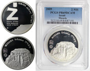 Weltmünzen und Medaillen, Israel. Masada - Weltkulturerbe. 2 New Sheqalim 2009. 28,80 g. 0.925 Silber. 0.86 OZ. KM 454. PCGS PR69DCAM. Auflage nur 103...