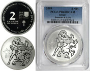 Weltmünzen und Medaillen, Israel. Samson und der Löwe. 2 New Sheqalim 2009. 28,80 g. 0.925 Silber. 0.86 OZ. KM 464. PCGS PR69DCAM. Auflage nur 2800 St...
