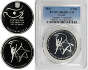 Weltmünzen und Medaillen, Israel. Gymnastics Olympische Delegation für London 2012. 2 New Sheqalim 2011. 28,80 g. 0.925 Silber. 0.86 OZ. KM 485. PCGS ...