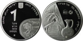Weltmünzen und Medaillen, Israel. Tel Megiddo - Unesco Weltkulturerbe. 1 New Sheqel 2012. 14,40 g. 0.925 Silber. 0.43 OZ. KM 492. Proof Like. Auflage ...