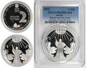 Weltmünzen und Medaillen, Israel. Biblische Geschichte - Daniel in der Löwengrube. 2 New Sheqalim 2012. 28,80 g. 0.925 Silber. 0.86 OZ. KM 502. PCGS P...