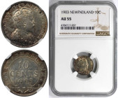 Weltmünzen und Medaillen, Kanada / Canada. Neufundland. Edward VII. (1901-1910). 10 Cents 1903. 2,36 g. 0.925 Silber. 0.07 OZ. KM 8. NGC AU 55