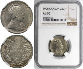 Weltmünzen und Medaillen, Kanada / Canada. Edward VII. (1901-1910). 25 Cents 1906. 5,81 g. 0.925 Silber. 0.17 OZ. KM 11. NGC AU 50