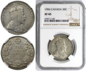 Weltmünzen und Medaillen, Kanada / Canada. Edward VII. (1901-1910). 50 Cents 1906. 11,62 g. 0.925 Silber. 0.35 OZ. KM 12. NGC XF 45