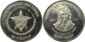 Weltmünzen und Medaillen, Kuba / Cuba. "Tania La Guerrillera". 10 Pesos 1988. 31,12 g. 0.999 Silber. 1 OZ. KM 228. Polierte Platte. Auflage nur 5000 S...