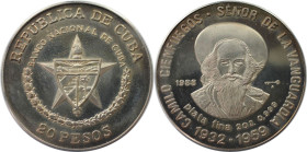 Weltmünzen und Medaillen, Kuba / Cuba. "Camilo Cienfuegos". 20 Pesos 1988. 62,07 g. 0.999 Silber. 2 OZ. KM 236. Polierte Platte. Auflage nur 1000 Stüc...