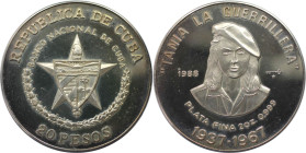 Weltmünzen und Medaillen, Kuba / Cuba. "Tania La Guerrillera". 20 Pesos 1988. 62,06 g. 0.999 Silber. 2 OZ. KM 235. Polierte Platte. Auflage nur 1000 S...