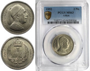 Weltmünzen und Medaillen, Libyen / Libya. Idris I. (1951-1969). 2 Piastres 1952. Kupfer-Nickel. KM 5. PCGS MS 63