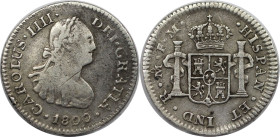 Weltmünzen und Medaillen, Mexiko / Mexico. Carlos IV. 1/2 Real 1800 FM. Silber. 1,61 g. KM 72. Sehr schön