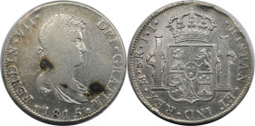 Weltmünzen und Medaillen, Mexiko / Mexico. Ferdinand VII. 8 Reales 1815. Silber. KM 111. Schön-sehr schön. Flecken