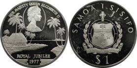 Weltmünzen und Medaillen, Samoa. Silbernes Jubiläum der Königin. 1 Tala 1977. 30,40 g. 0.925 Silber. 0.9 OZ. KM 24a. Polierte Platte