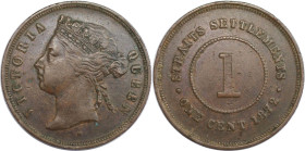 Weltmünzen und Medaillen, Straits Settlements. Victoria. 1 Cent 1872 H. Kupfer. KM 9. Sehr schön