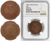 Weltmünzen und Medaillen, Südafrika / South Africa. 1 Penny 1890 V. Bronze. NGC MS 64 RB