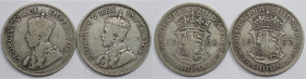 Weltmünzen und Medaillen, Südafrika / South Africa, Lots und Sammlungen. George V. 2 1/2 Shillings 1928, 2 1/2 Shillings 1932. Lot von 2 Münzen. Silbe...
