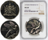Weltmünzen und Medaillen, Trinidad und Tobago / Trinidad and Tobago. Cocrico Vogel. 1 Dollar 1975. Kupfer-Nickel. KM 23. NGC MS 68