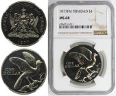 Weltmünzen und Medaillen, Trinidad und Tobago / Trinidad and Tobago. Cocrico Vogel. 1 Dollar 1977. Kupfer-Nickel. KM 34. NGC MS 68