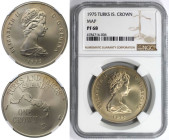 Weltmünzen und Medaillen, Turks und Caicos Inseln / Turks and Caicos Islands. Landkarte. 1 Crown 1975. Kupfer-Nickel. KM 5. NGC PF 68