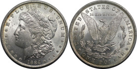 Weltmünzen und Medaillen, Vereinigte Staaten / USA / United States. "Morgan Dollar". 1 Dollar 1884 O. Silber. Fast Stempelglanz. Kl.Kratzer