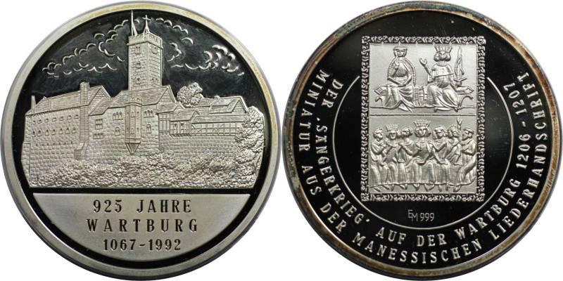 Medaillen und Jetons, Gedenkmedaillen. Silbermedaille 1992. 925 Jahre Wartburg 1...