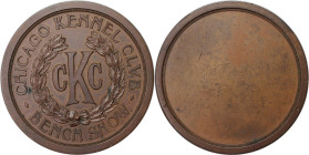 Medaillen und Jetons, Hundesport / Dog sports. "CHIKAGO KENNEL CLUB BENCH SHOW - cKc" Medaille ND, Bronze. 51 mm. 72.47 g. Fast Stempelglanz