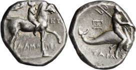 (272-240 a.C.). Italia. Taras. Didracma. (S. falta) (CNG. I, 896). 6,36 g. MBC.