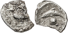 (después 415 a.C.). Sicilia. Motya. Litra. (S. 864) (BMC. II, 1). Cospel faltado. Muy rara. 0,55 g. (MBC).